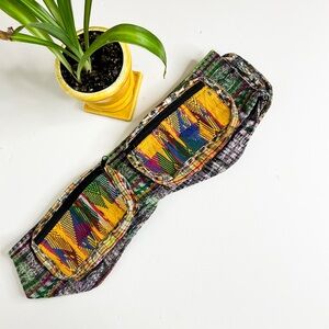 Boho Woven Double Pocket Belt Bag in Multicolor